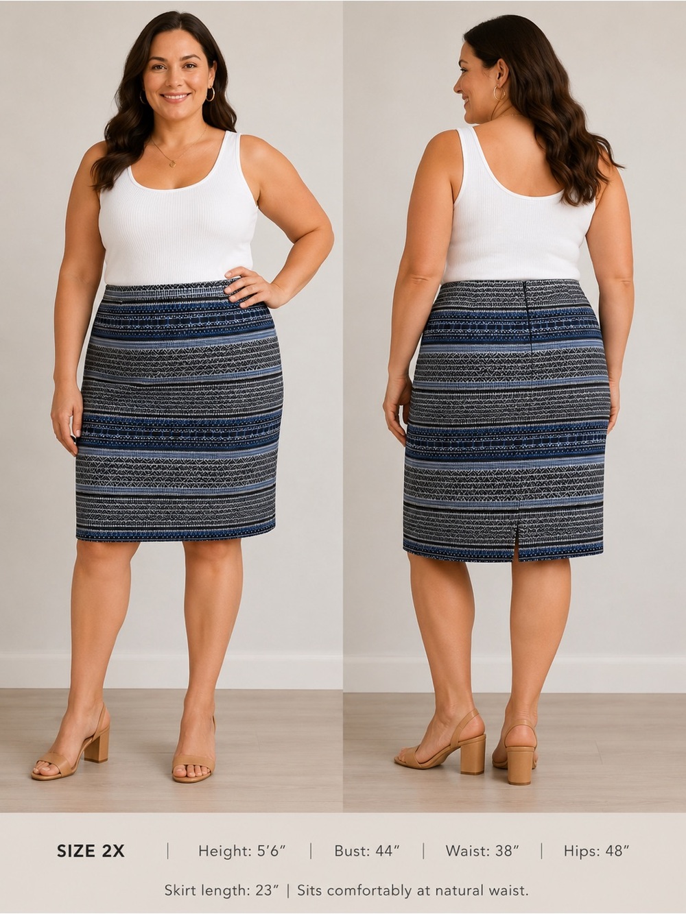 Striped Knit Mini Skirt in Blue and Black